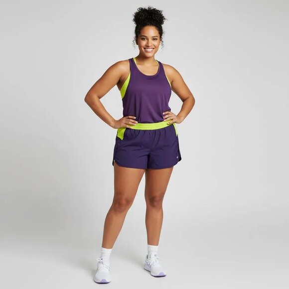 Champion Pants - Champion Women's Purple/Yellow VAPOR Performance Athletic Running Shorts Size 4X